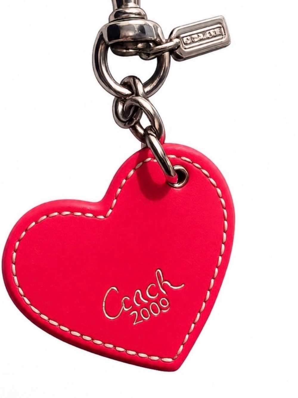 Coach Red 2009 Leather Heart Charm Keychain